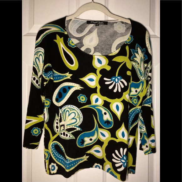 Cheryl Nash rayon/nylon/spandex scoop neck lightweight sweater. - Picture 1 of 6